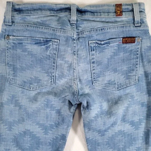 7 For ALL Mankind The Skinny Jeans Size 27 Ancient Pyramid Laser Aztec Print - Picture 6 of 16